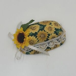 Vintage Sunflower Pincushion‎ Decorative Pincushion with Lace and Ribbon Accent